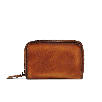 Adiffu Vintage Mini Leather Zipper Card Bag