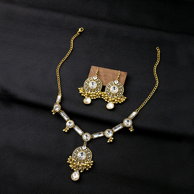 Luxury Geometric Round Earrings Square Necklace