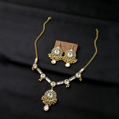 Luxury Geometric Round Earrings Square Necklace