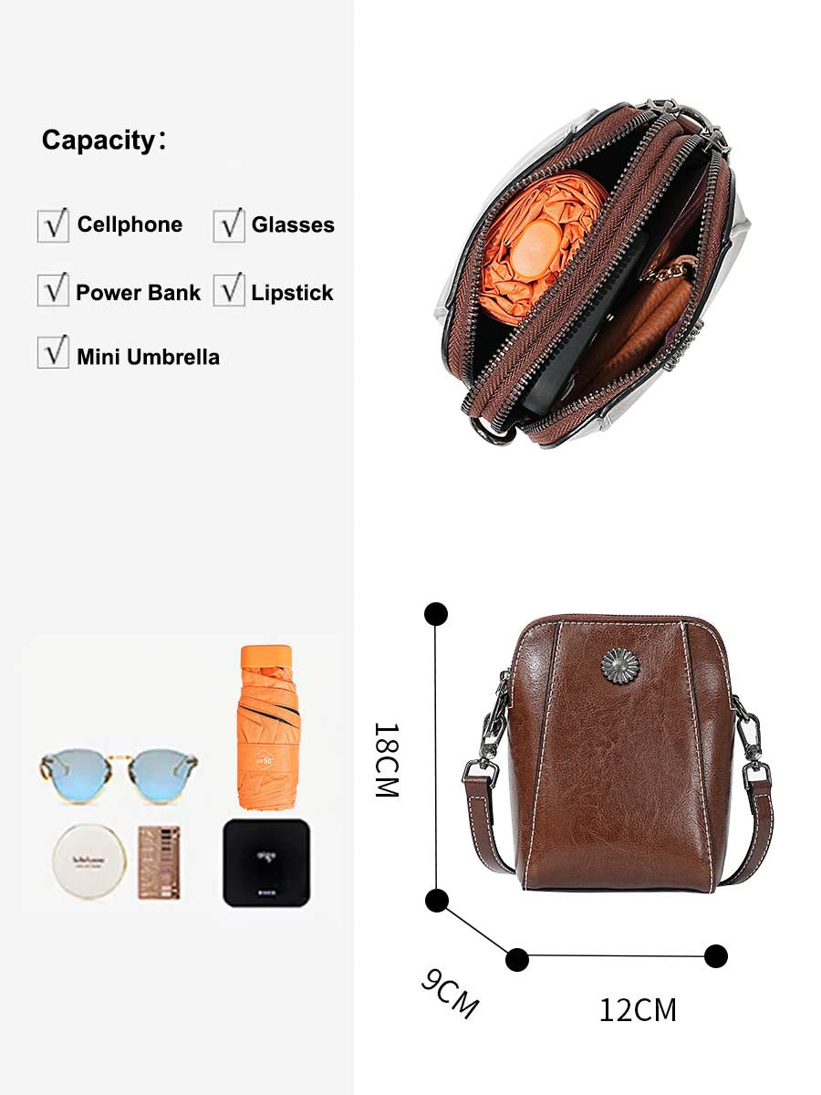 Adiffu Stylish Casual Genuine Leather Mobile Phone Bag
