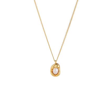 Adiffu Brass-plated 18K Gold French Style Pearl Pendant Necklace