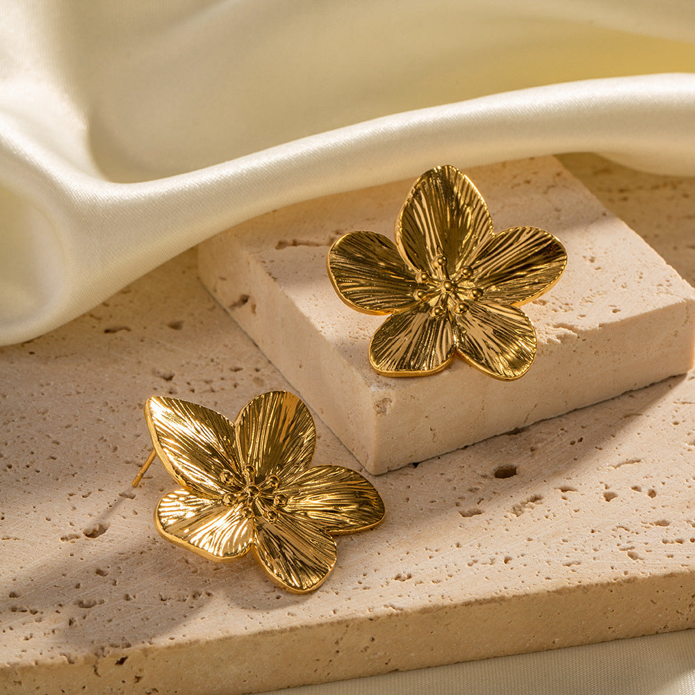 Adiffu French Vintage Gold Floral Earrings