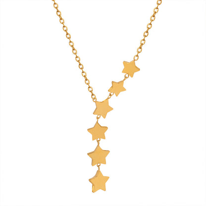 Adiffu French Romantic Small Fresh Natural Star Fringe Pendant Necklace