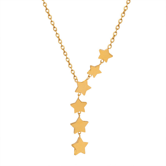 Adiffu French Romantic Small Fresh Natural Star Fringe Pendant Necklace