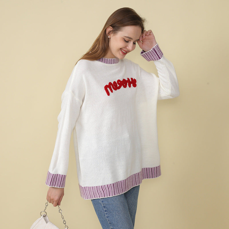 Adiffu New Long-sleeved Monogram Embroidered Sweater For Christmas