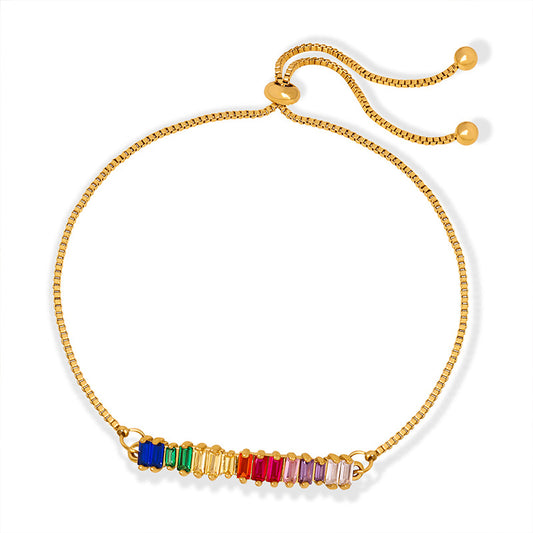 Adiffu Geometric Snake Bone Chain Colorful Zircon Ankle Chain