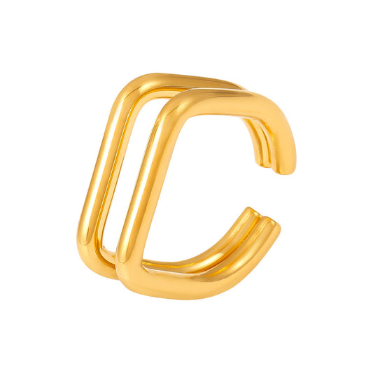 Adiffu Creative Double Hollow U-cut Ring