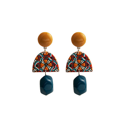 Adiffu Retro Irregular Geometric Long Earrings