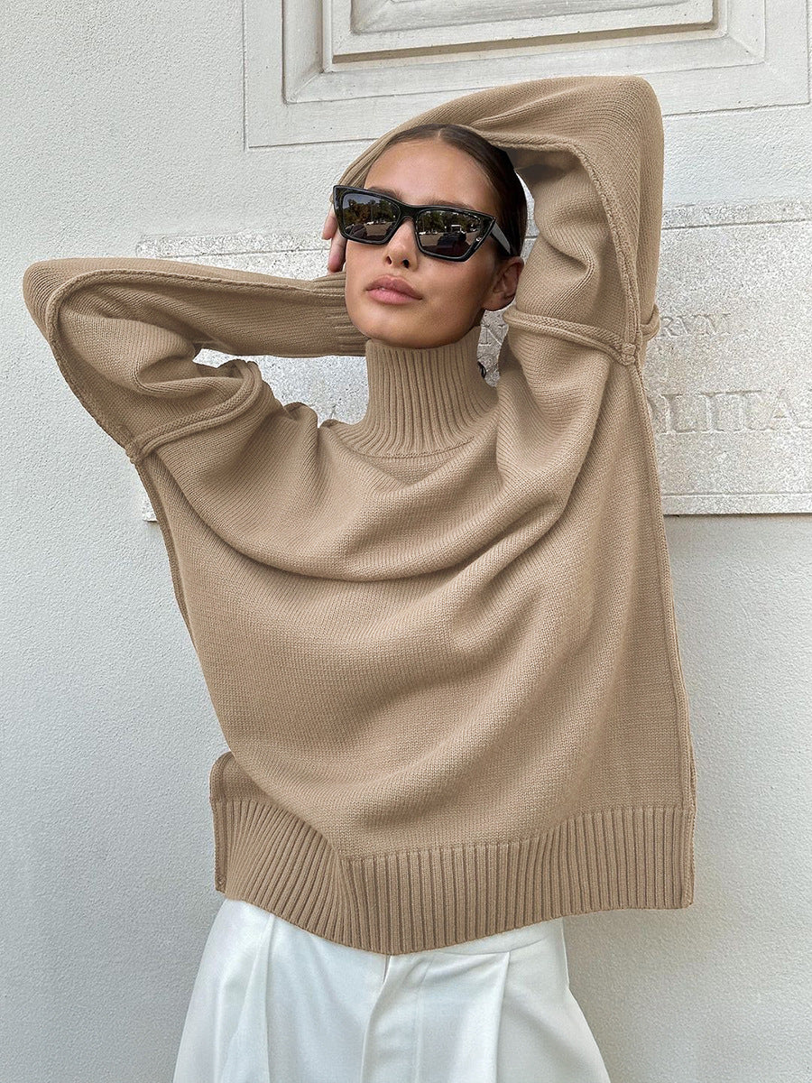 Adiffu Loose Comfortable Turtleneck Knit Pullover Sweater