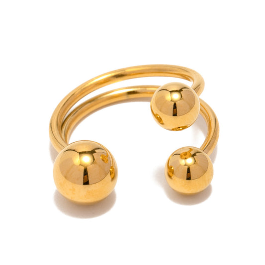 Adiffu Three-ball Gold Open Ring
