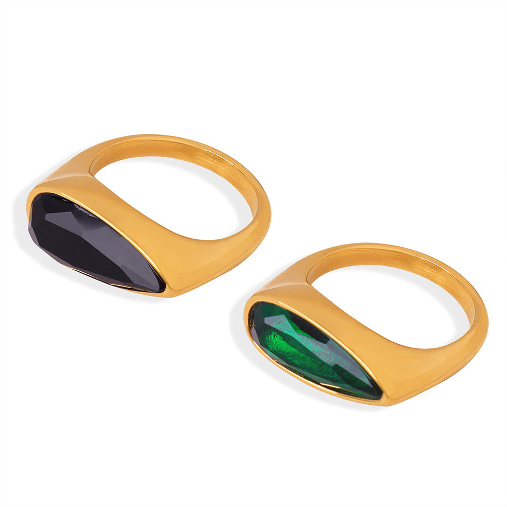 Adiffu Fashion Drop Colored Glass Ring
