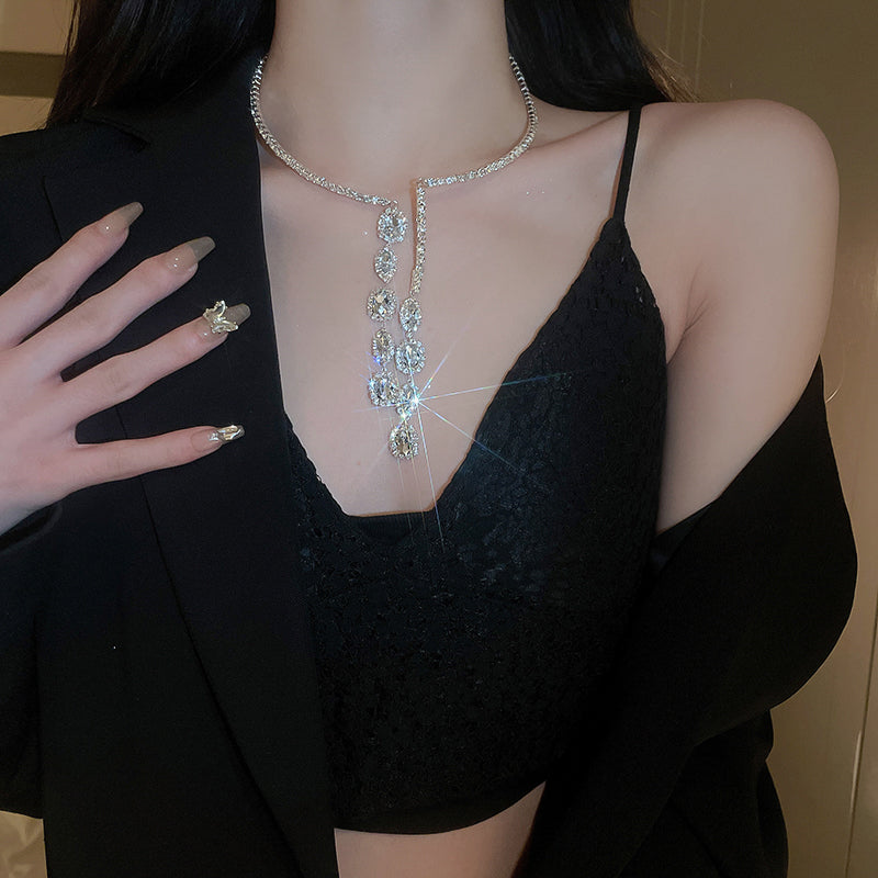 Unique Zircon Fringe Necklace