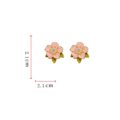 Fresh Sweet Pink Dripping Pearl Flower Stud Earrings