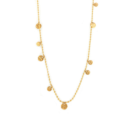 Geometric circle piece fringe pendant necklace