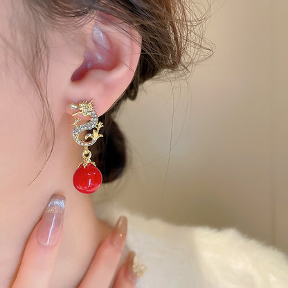 Adiffu Dragon Artificial Pearl Earrings