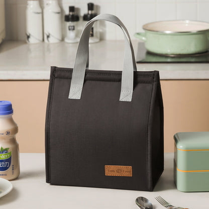 Adiffu Simple Meal Bag Vertical Portable Cationic Bento Bag Insulated Lunch Box Bag Large Capacity Bento Bag