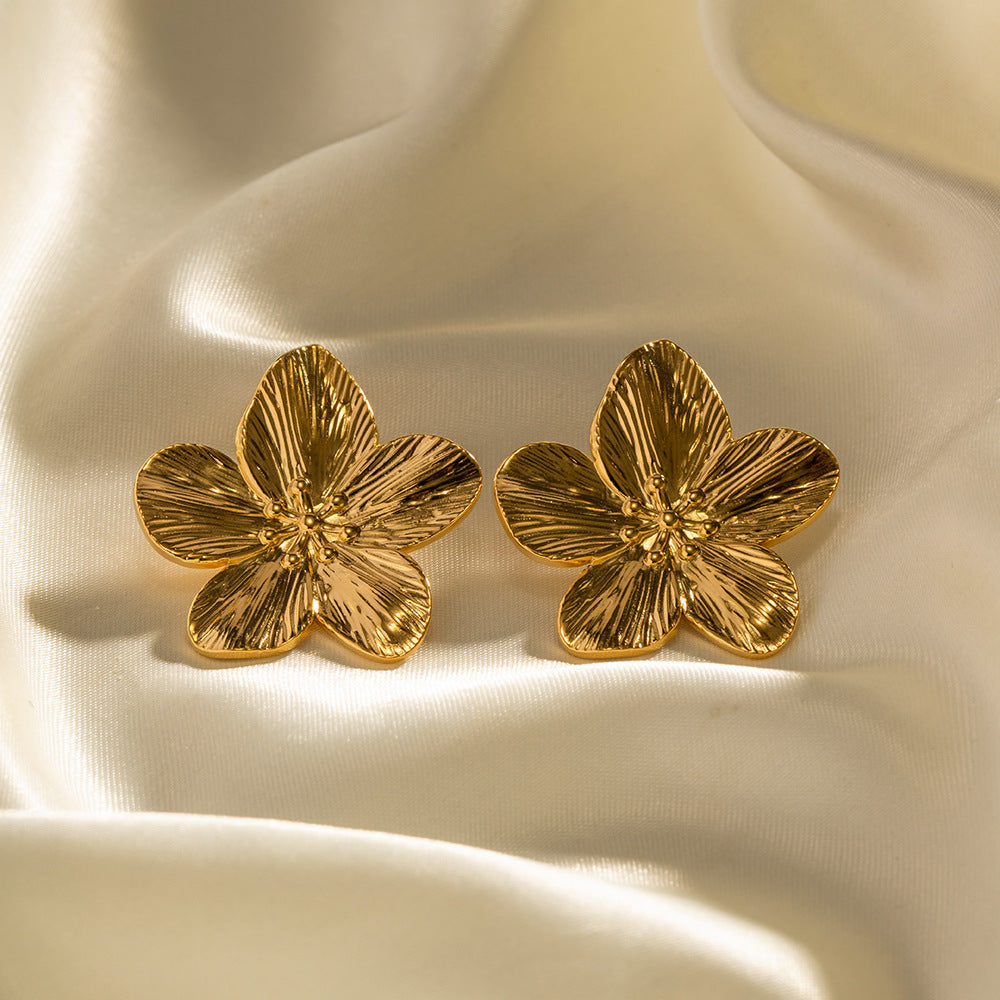 Adiffu French Vintage Gold Floral Earrings