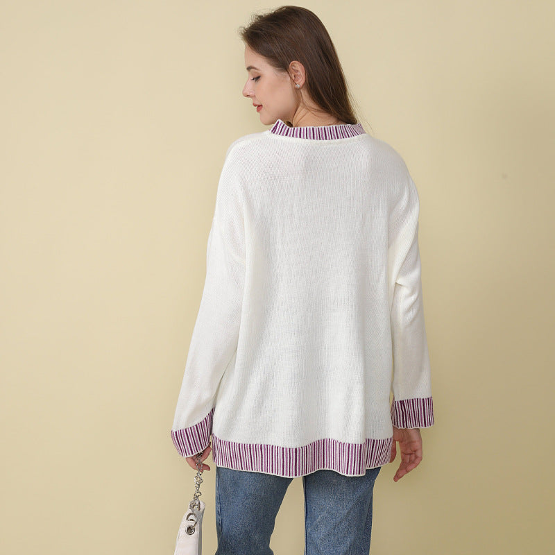 Adiffu New Long-sleeved Monogram Embroidered Sweater For Christmas