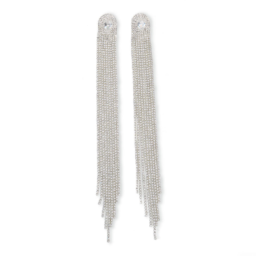 Full Of Diamond Tassel Earrings