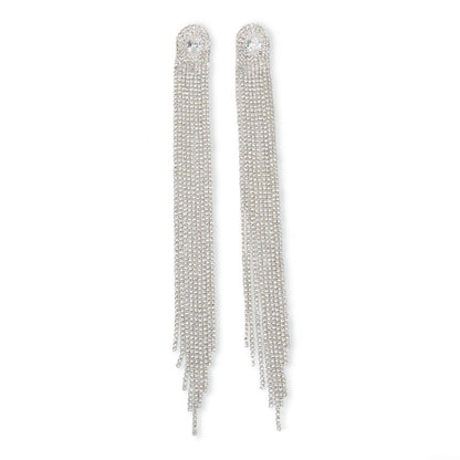 Full Of Diamond Tassel Earrings