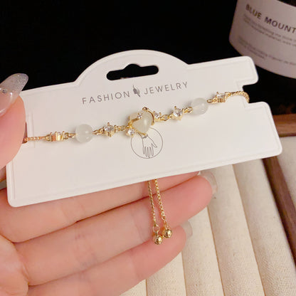 Adiffu French Light Luxury Exquisite Zircon Love Bracelet