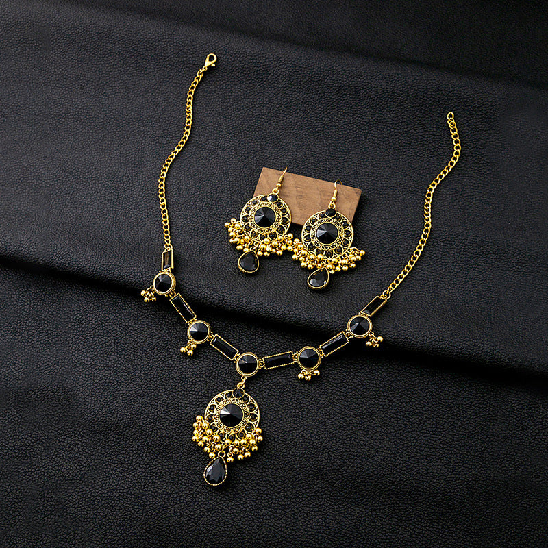 Luxury Geometric Round Earrings Square Necklace