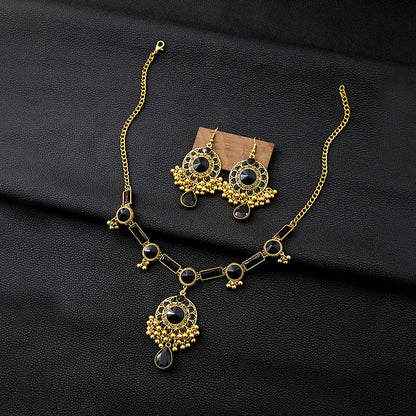Luxury Geometric Round Earrings Square Necklace