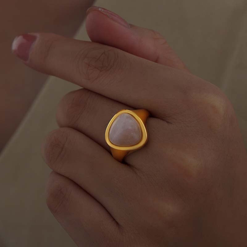 Adiffu Elegant Natural Stone Tiger's Eye Stone Ring