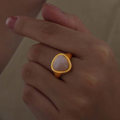 Adiffu Elegant Natural Stone Tiger's Eye Stone Ring