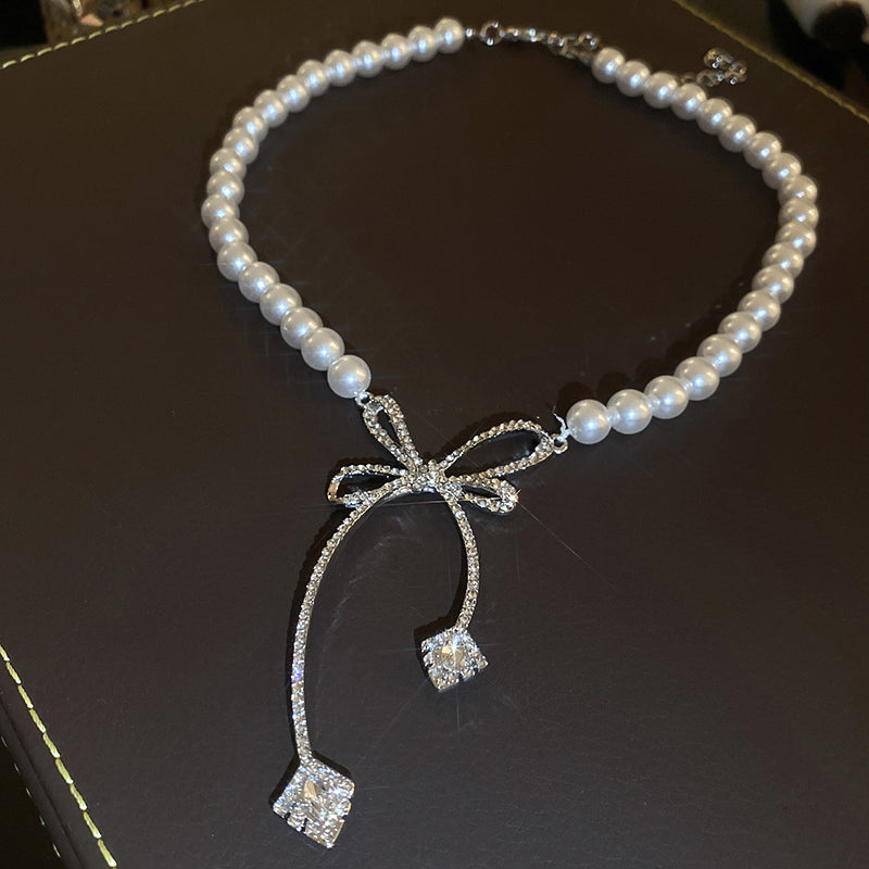 Radiant Diamond Bowknot Necklace