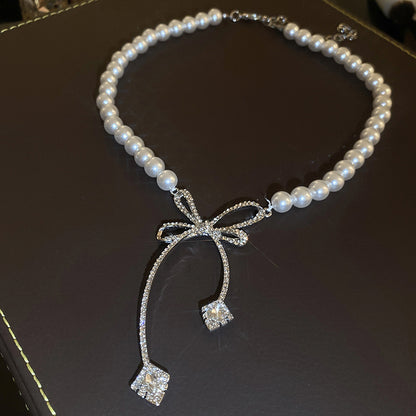 Radiant Diamond Bowknot Necklace