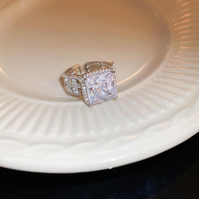 Sparkling Square Open Ring