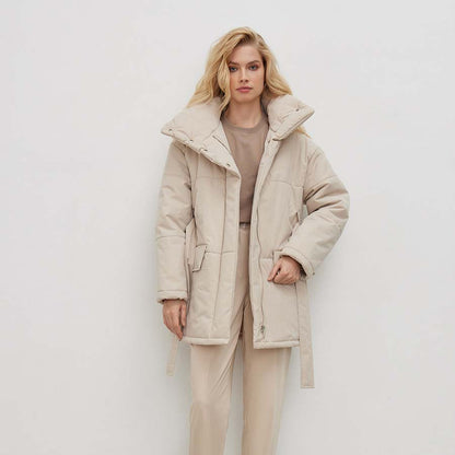 Adiffu Mid-length Stand-up Collar Padded Jacket