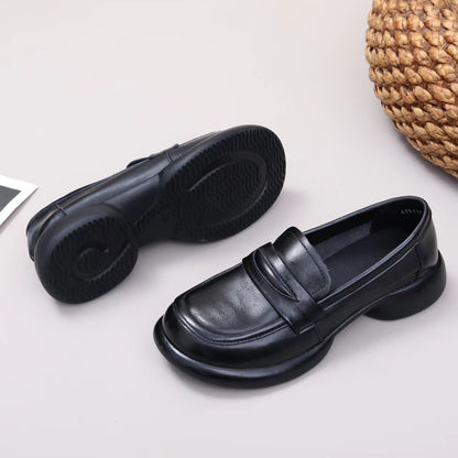 Adiffu Comfortable Round Toe Leather Loafers