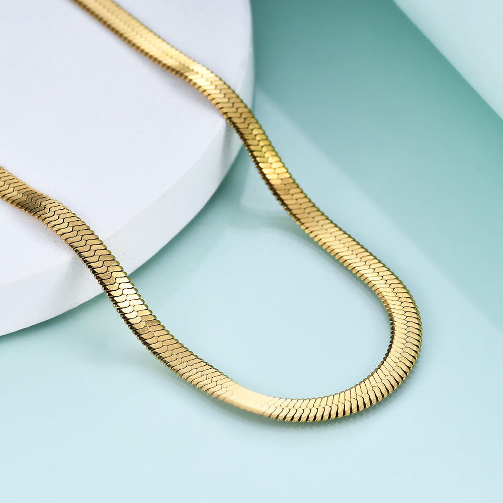 Adiffu Snake Bone Chain Gold Necklace