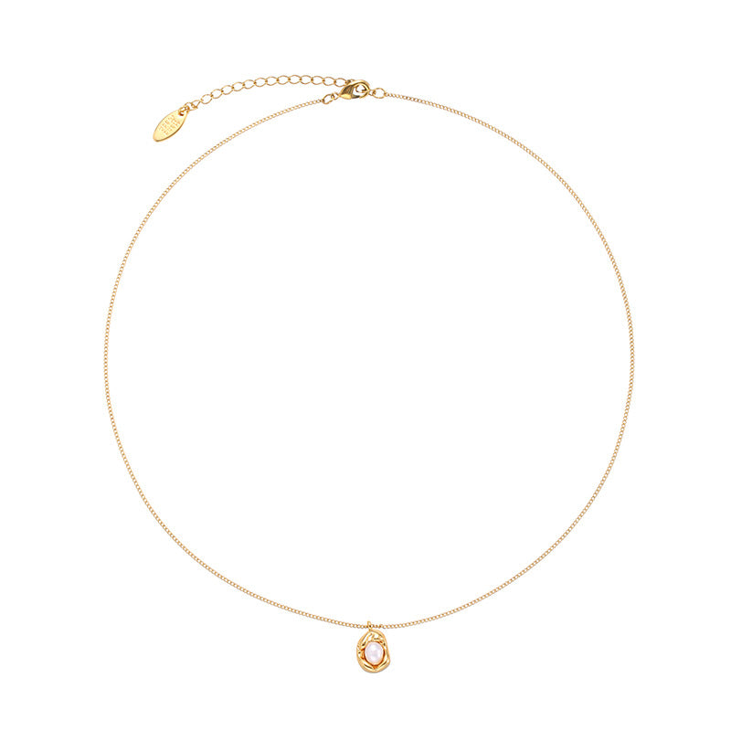 Adiffu Brass-plated 18K Gold French Style Pearl Pendant Necklace