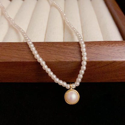 Adiffu Fashion Mabe Pearl Pendant Necklace
