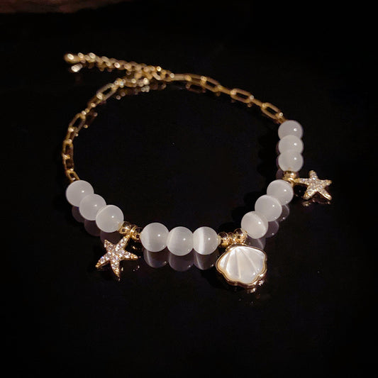 Adiffu Fresh Seashell Starfish Opal Bracelet