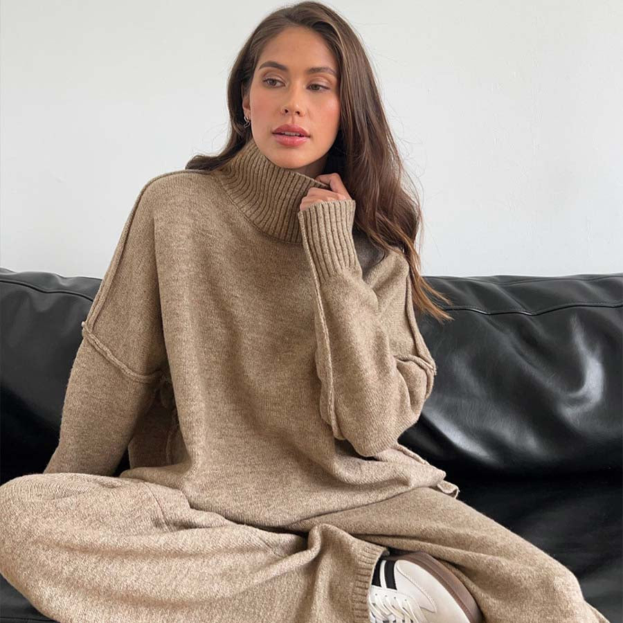 Adiffu Loose Casual Turtleneck Sweater Set