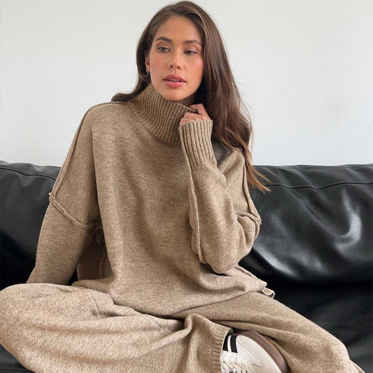 Adiffu Loose Casual Turtleneck Sweater Set