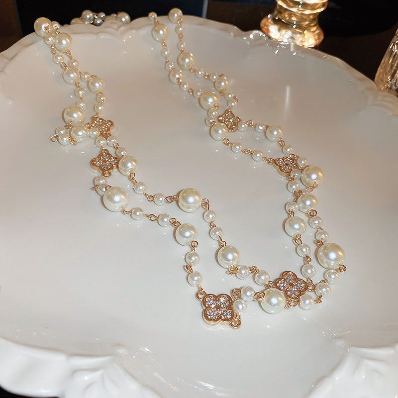 Adiffu Long Imitation Pearl Necklace