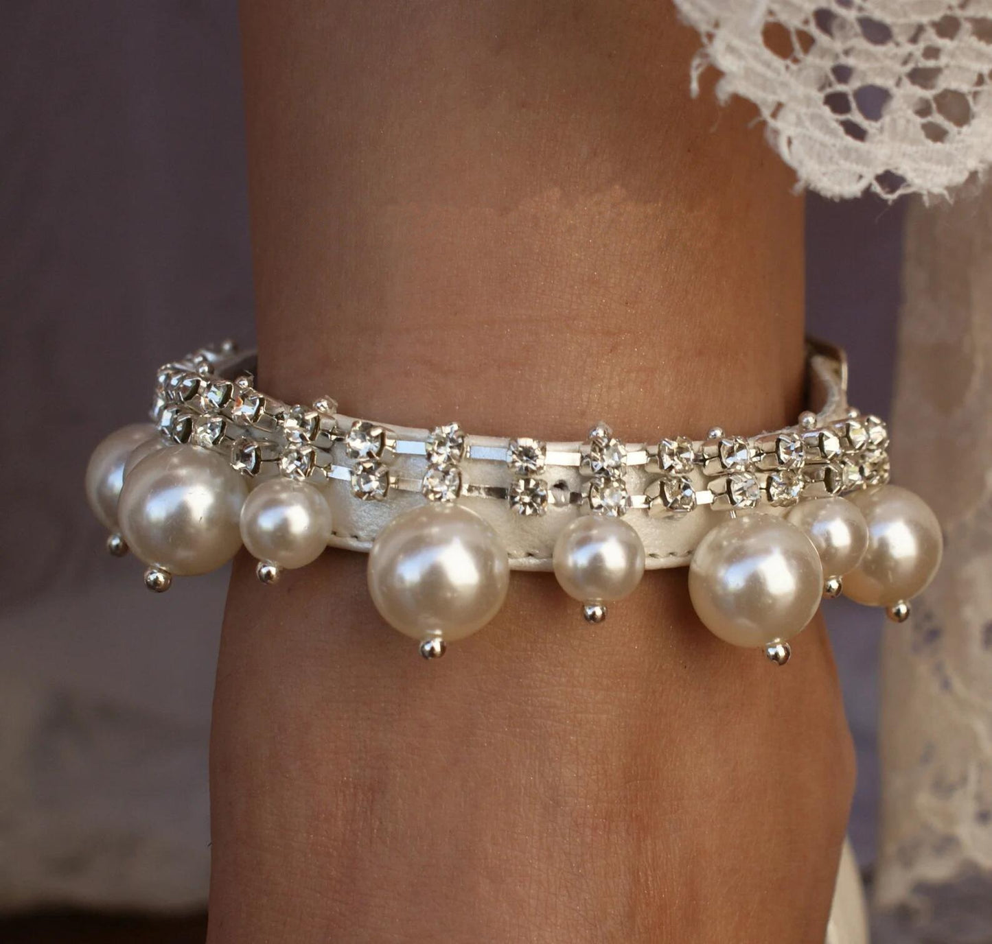 Adiffu Pointed Rhinestone Pearl Fringe Wedding Shoes