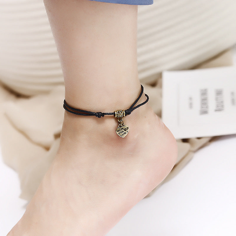 Korean Version Simple Black Rope Anklet