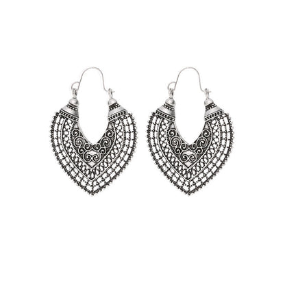 European and American Hollowed-out Bohemian National Style Carved Earrings
