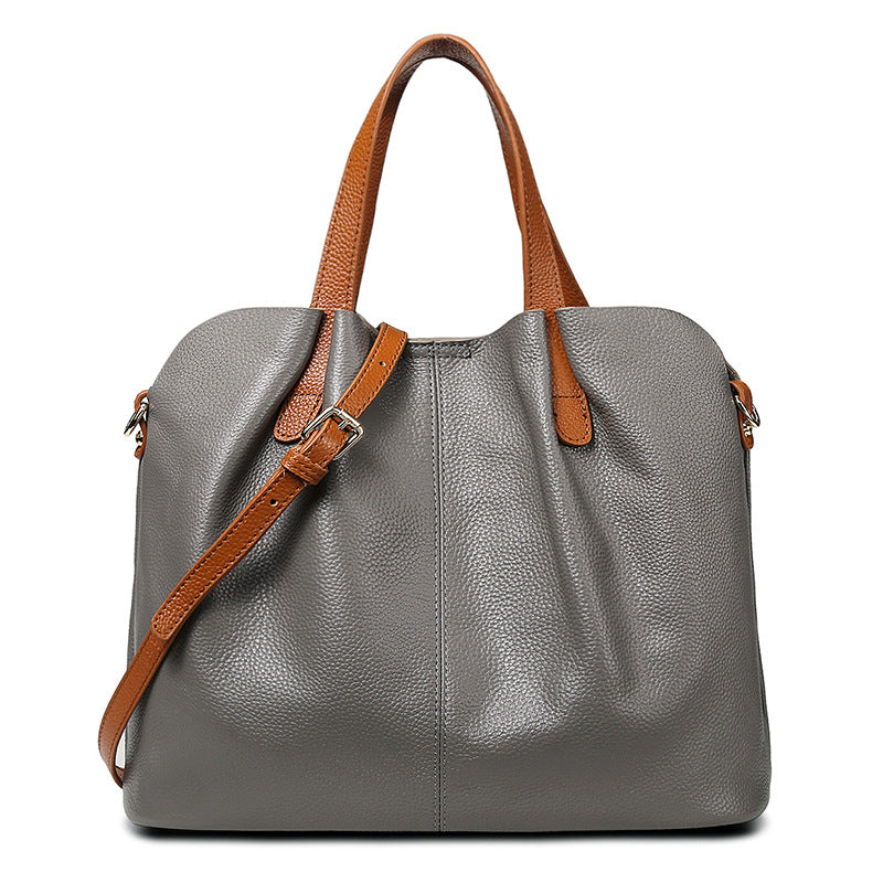 Adiffu Genuine Leather Handbags Head Layer Cowhide Litchi Grain Women Crossbody Bag