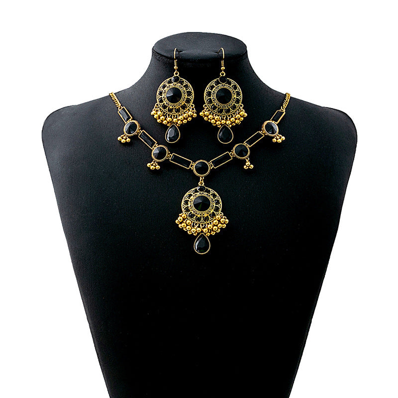 Luxury Geometric Round Earrings Square Necklace