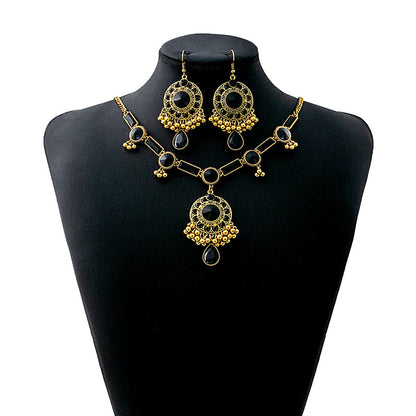 Luxury Geometric Round Earrings Square Necklace