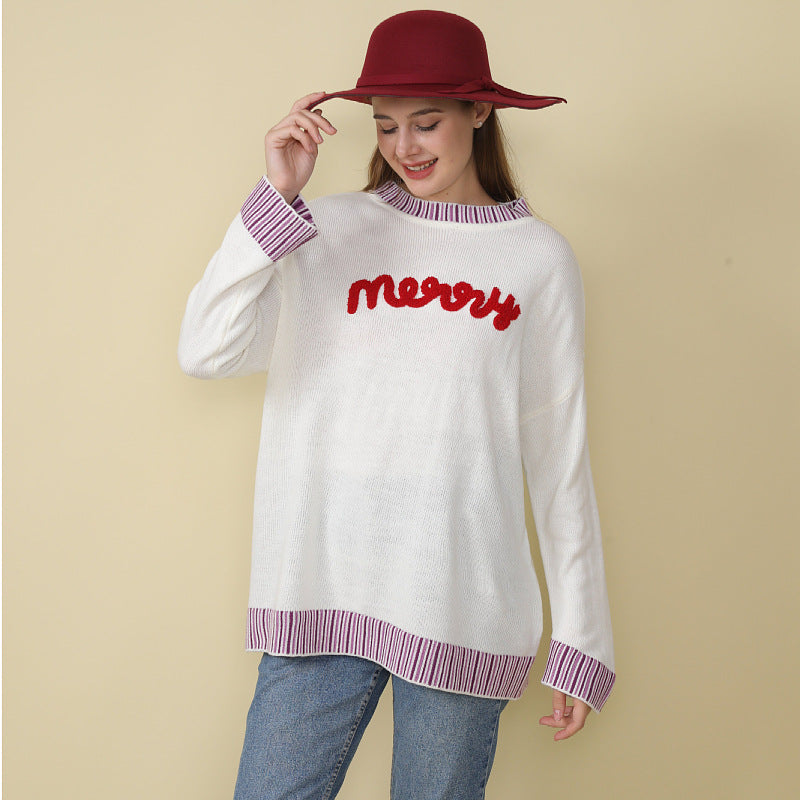 Adiffu New Long-sleeved Monogram Embroidered Sweater For Christmas