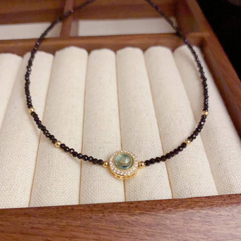 Vintage Black Crystal Zircon Necklace