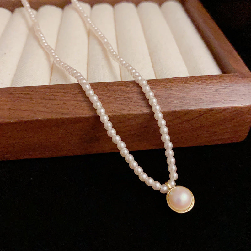 Adiffu Fashion Mabe Pearl Pendant Necklace